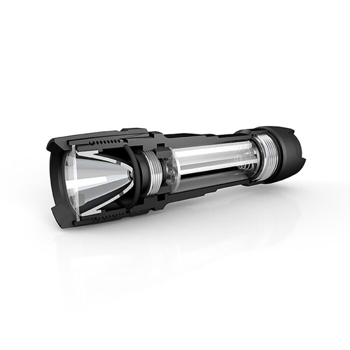 3AAA LED Virtually Indestructible Flashlight exploded view banner image